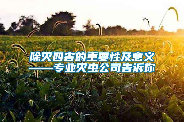 除灭四害的重要性及意义——专业灭虫公司告诉你