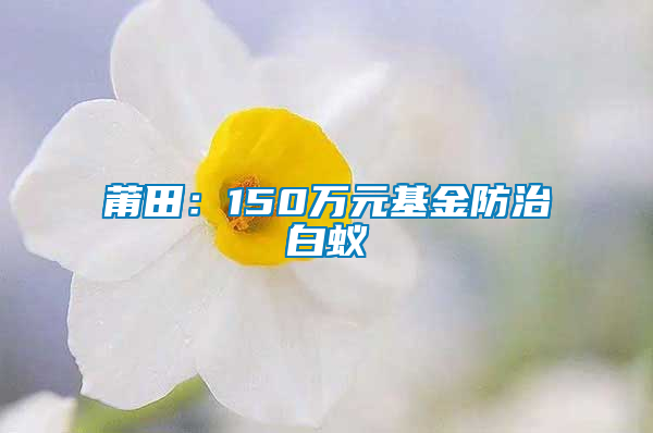 莆田：150万元基金防治白蚁